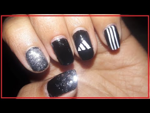 DISEÑO DE ADIDAS💅 PASÓ A PASO !😮 Nails Art Adidas - YouTube