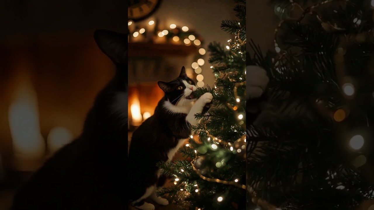 Curious Cat vs Christmas Tree 🎄🐾