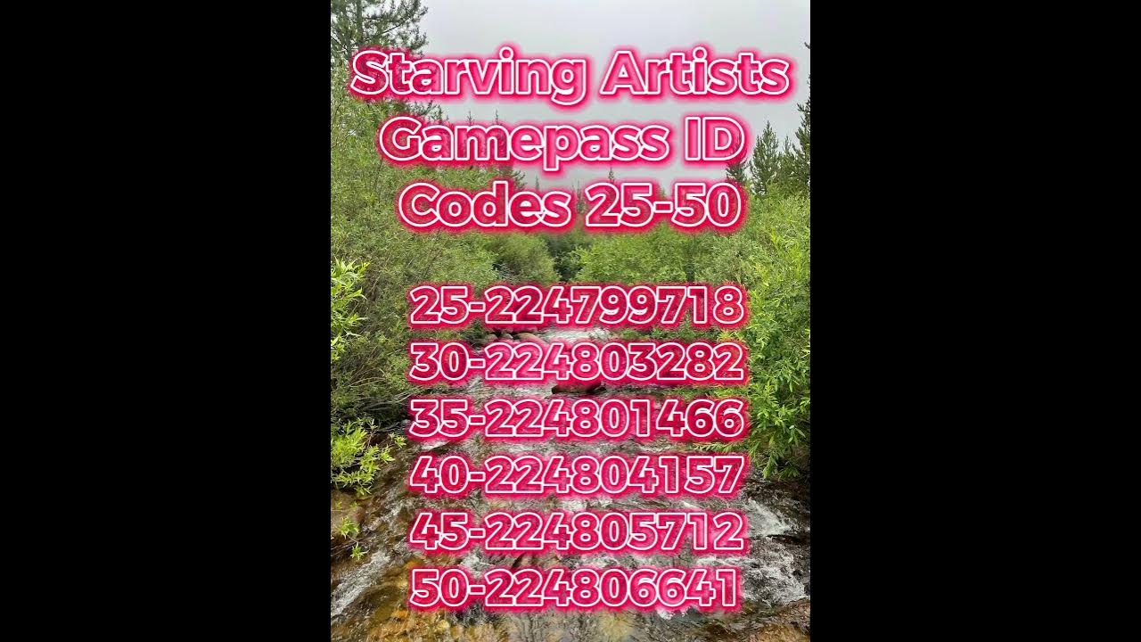 Starving artists gamepass id codes 25 50 robux re upload roblox 