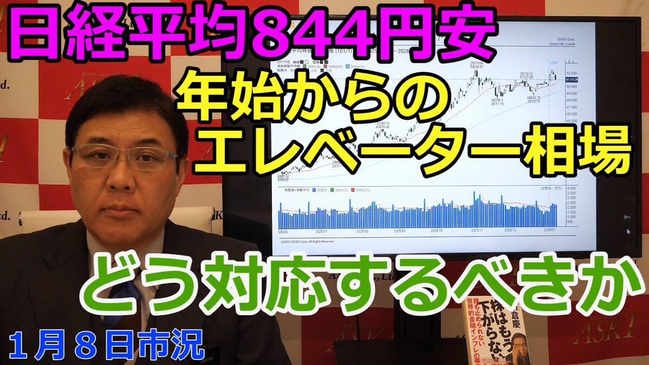 January 8, 2026 [Nikkei Average Falls 844 Yen: Elevator Market