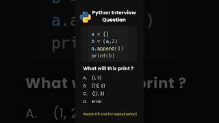 Day 67 | Python Interview Questions | Tuple Changed Without Assignment?! 😱 #python #shorts