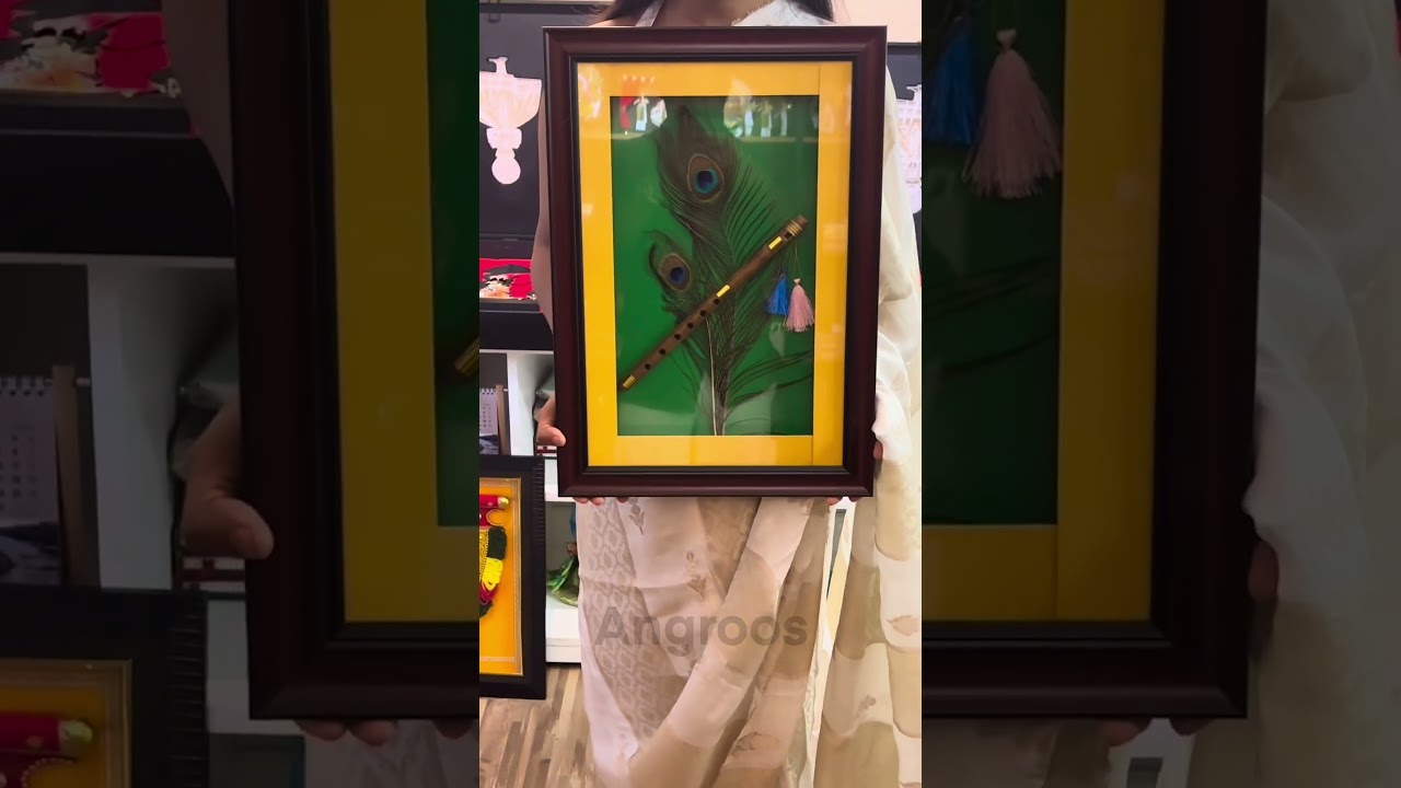 Peacock Feather & Nettipattam Wall Frame | Kerala Handicrafts Gift | Angroos Handicrafts