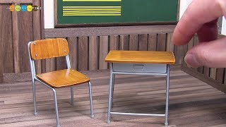 DIY Miniature School Desk and Chair　ミニチュア学校机と椅子作り