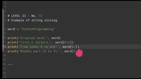 Python Level 12 : Example of string Slicing 