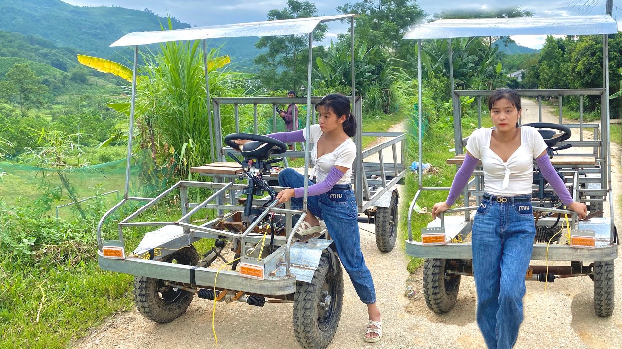 Compilation of video of Ly Thi Dau producing and manufacturing 4-wheeled vehicles in 30 working days