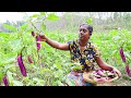 The people of the village make a favorite breakfast recipe from brinjal.Village Kitchen food recipe