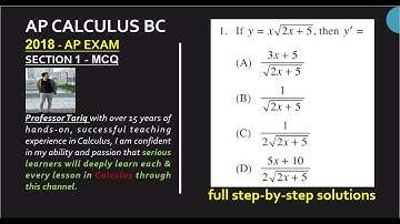 2018 AP CALCULUS BC - PRACTICE EXAM|| - ||SECTION 1|| - ||MCQ - QUESTION 1|| ||PRODUCT RULE||