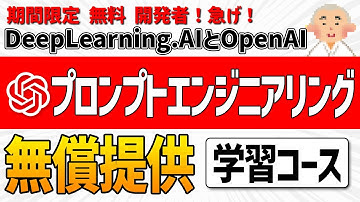 【無償提供】プロンプトエンジニアリング学習コース：DeepLearning.AIとOpenAIが期間限定無料で公開！！ChatGPT Prompt Engineering for Developers