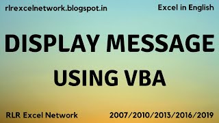 314* Learn VBA - Display Message using VBA Part-2 {English}
