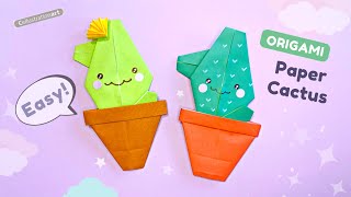 Easy Origami Cactus | DIY Cute Paper Cactus In A Pot | Mini Origami Pot Plant | Easy Paper Crafts