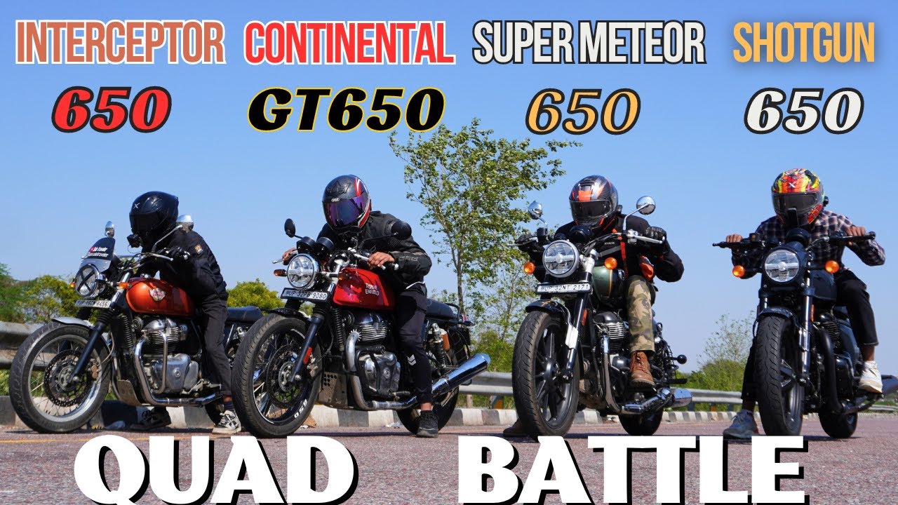 Royal Enfield Shotgun 650 vs Continental GT650 vs Super Meteor 650 vs Interceptor 650 Drag Race 🔥🔥
