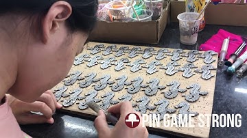 Hand Coloring Enamel Pins - How pins are made - Pin Game Strong