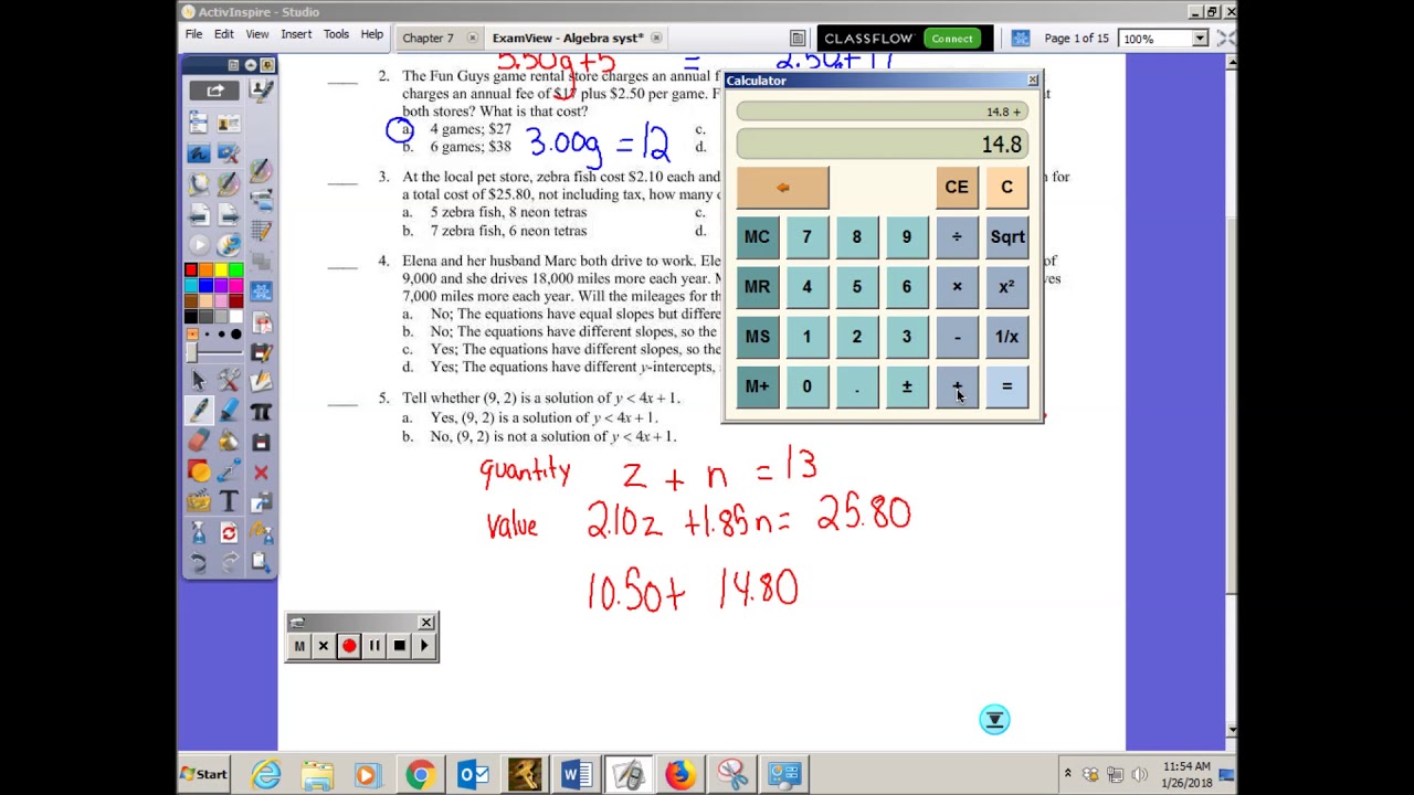 REVIEW Chapter 6 solving systems of equations Part 1 - YouTube