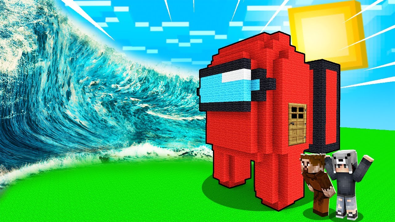 TSUNAMİ VS AMONG US EV! 🌊  Minecraft  YouTube
