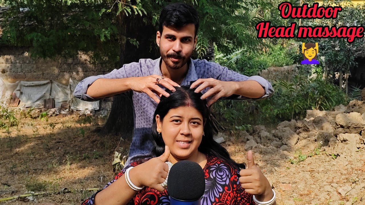 ASMR My Brother is doing my outdoor  relaxing Head Massage💆‍♀️for deep sleep💤