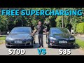 Is an older Tesla still good? Model  s70d vs s85 free supercharging range and efficiency test review