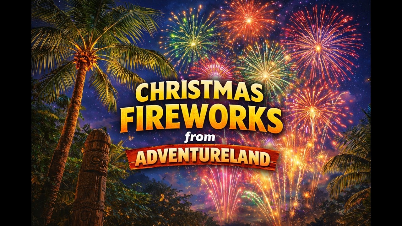 Magic Kingdom Christmas Fireworks 2025, Holiday Night Show from Adventureland Walt Disney World 8K