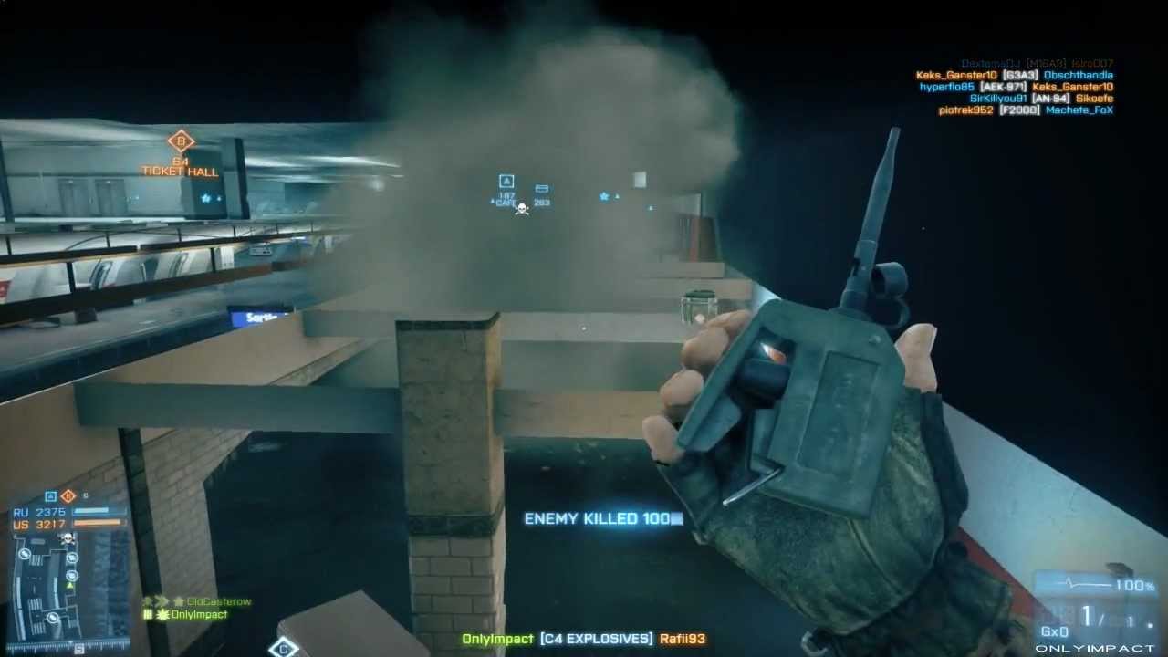 BF3 -  Operation Metro - Glitch on top of Map - killing players! 2013