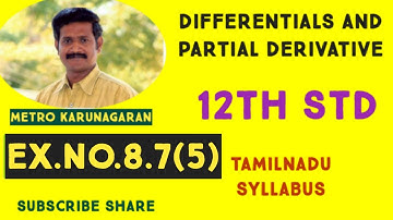 12th Std Maths Ex.8.7(5) If v(x,y)= log(x^2+y^2)/(x+y), prove that x vx+yby=1