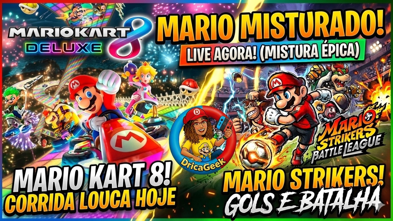 🔴DO KART AO CAMPO! 🏁 Mario Kart 8 + Mario Strikers LIVE - Nintendo Switch - Jogando com Amigos.