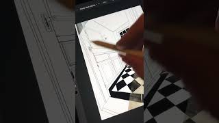 Adobe fresco sketch of a master bath!