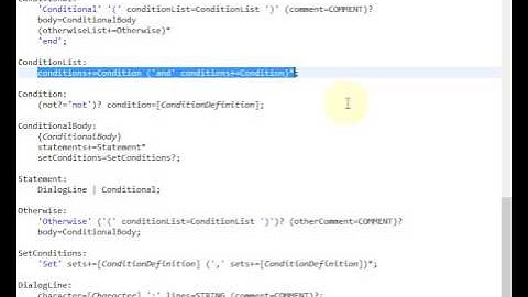 Xtext Grammar Rules for Dialog Scripting Language
