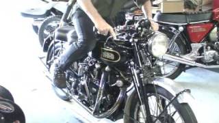 Video thumbnail of "Starting a `49 HRD Vincent Black Shadow"