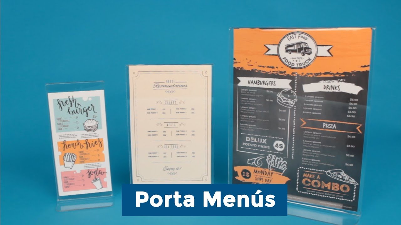 Porta menús y porta folletos de acrílico personalizable - YouTube