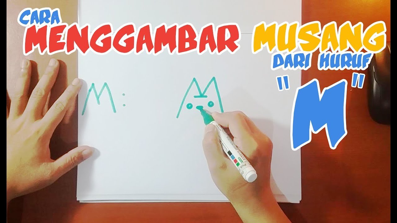  Cara  Menggambar  Musang dari  huruf  M untuk anak TK 