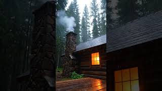 The perfect rainy cabin escape 🌧️🔥 #asmrsleep #forestrain #heavyrain #rainasmr #rainsound