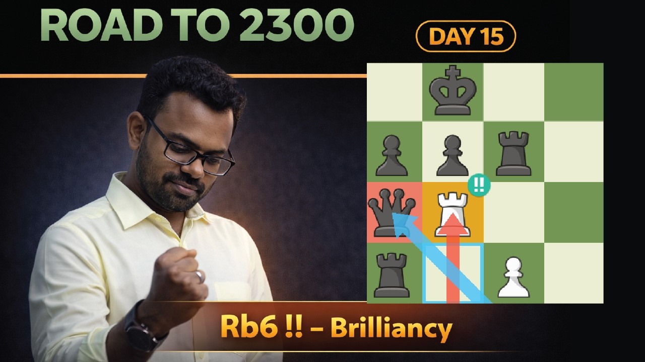 Rb6 !! Brilliancy , Road to 2300 on chess com Day 15