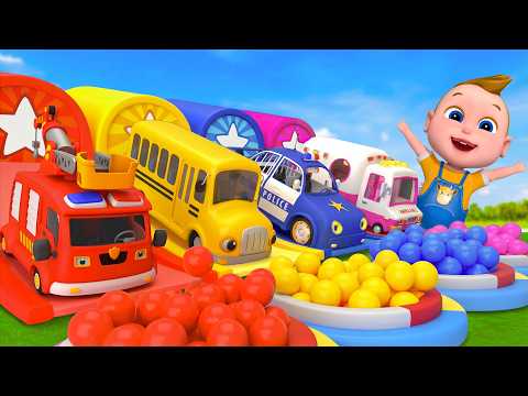 Wheels Go Round & Round Song - Colorful Buses Slide | TimoBoy Kids Songs & Nursery Rhymes