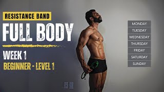 Week 1 - Resistance Band Full Body Workout Level 1 12-Week Training Program Fitness My Life