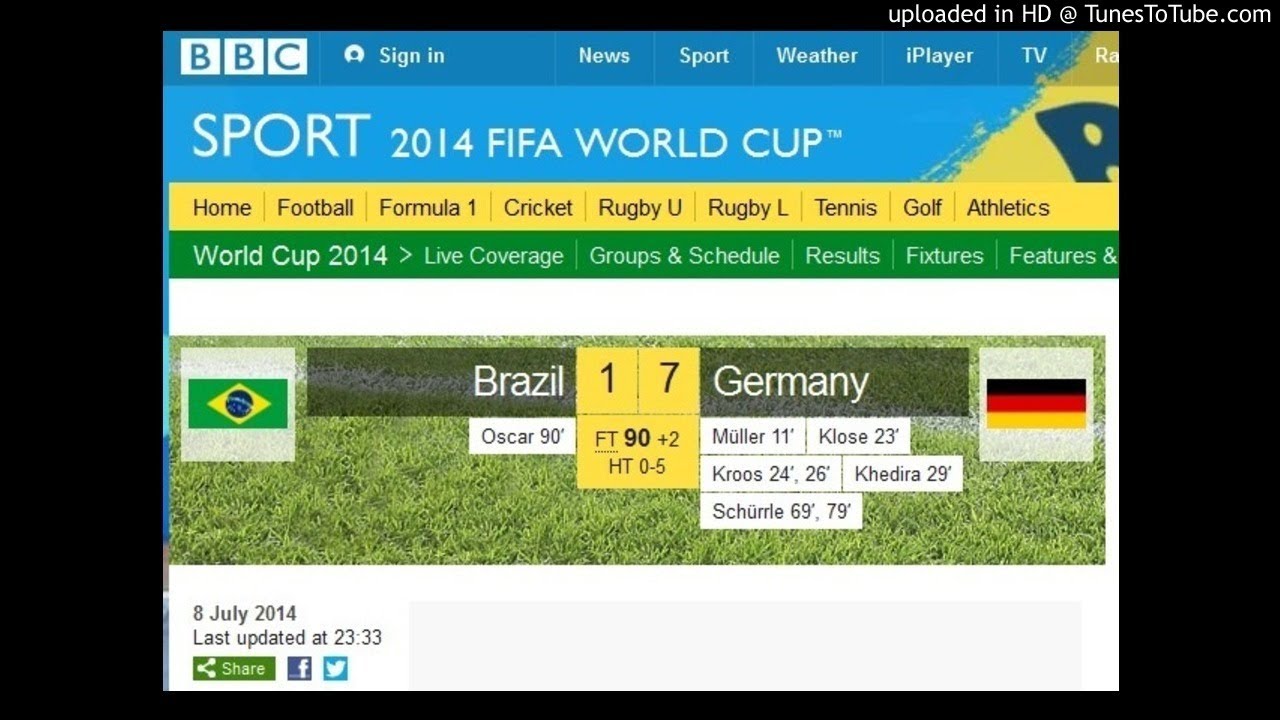 Brazil 1 vs Germany 7 - Audio Goals Radio BBC Sports - FIFA World Cup 2014 