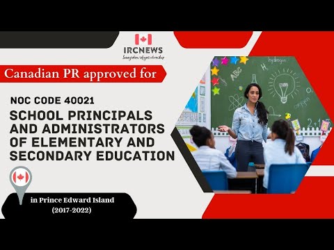 6 Years of Approved PR for School principals and administrators in PEI (NOC 40021)