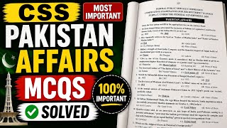 “CSS Pakistan Affairs MCQs Solved | Most Important Questions for CSS/PPSC”