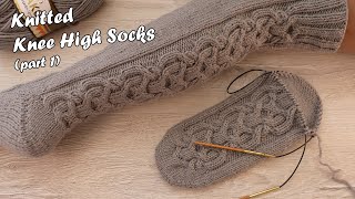 картинка: Носки – гольфы вязаные от мыска 🧦 - часть 1 | Knitted Knee High Socks 🐭 - part 1