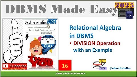 DIVISION Operation in Relational Algebra | DBMS for Beginners
