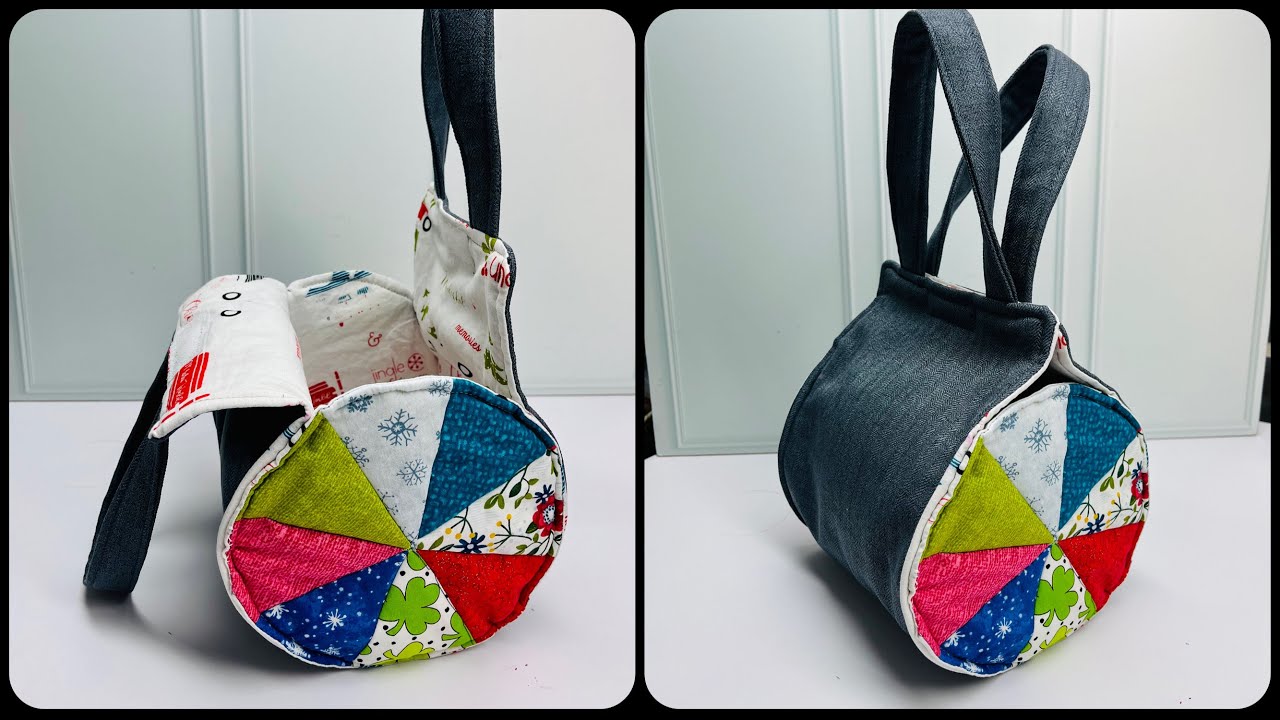 ✂️How to sew a round handheld bag from scraps of fabric