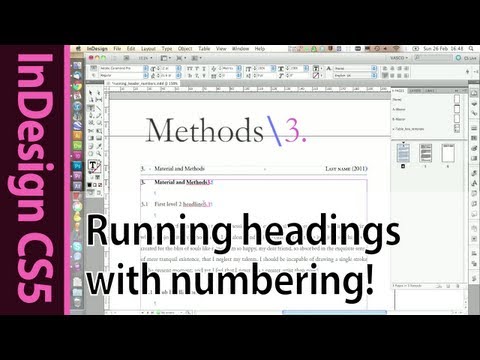 Indesign Header / Running Headline with Numbering (CS5)