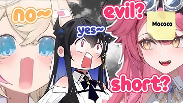 Mococo, Nerissa and Kronii reactions to Raora when she tries to guess who she is