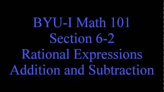 101 6-2 Rational Expression Addition/subtraction