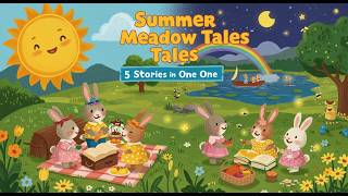 🌞 Summer Meadow Tales | 5 Gentle Stories for Kids in One Video 🌟🌈🍉✨🌙