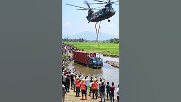 Incredible Helicopter Rescue — Bus Lifted from Water! #Shorts #Rescue #viralvideo