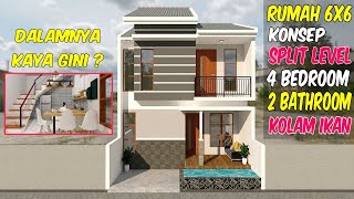 Rumah Minimalis Split Level 6x6 Terkeren 4 Kamar 2 Toilet