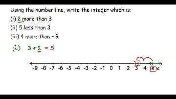 Using the number line,write the integer which is(i)2 more than 3 ii)5 less than 3 iii)4 more than -9