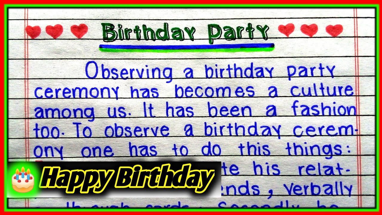 write an essay on a birthday party you attended recently