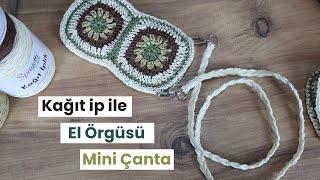 Kağıt ip ile El Örgüsü Telefon Çantası Yapıyoruz! ( Kağıt ip Mini Çanta Yapımı )