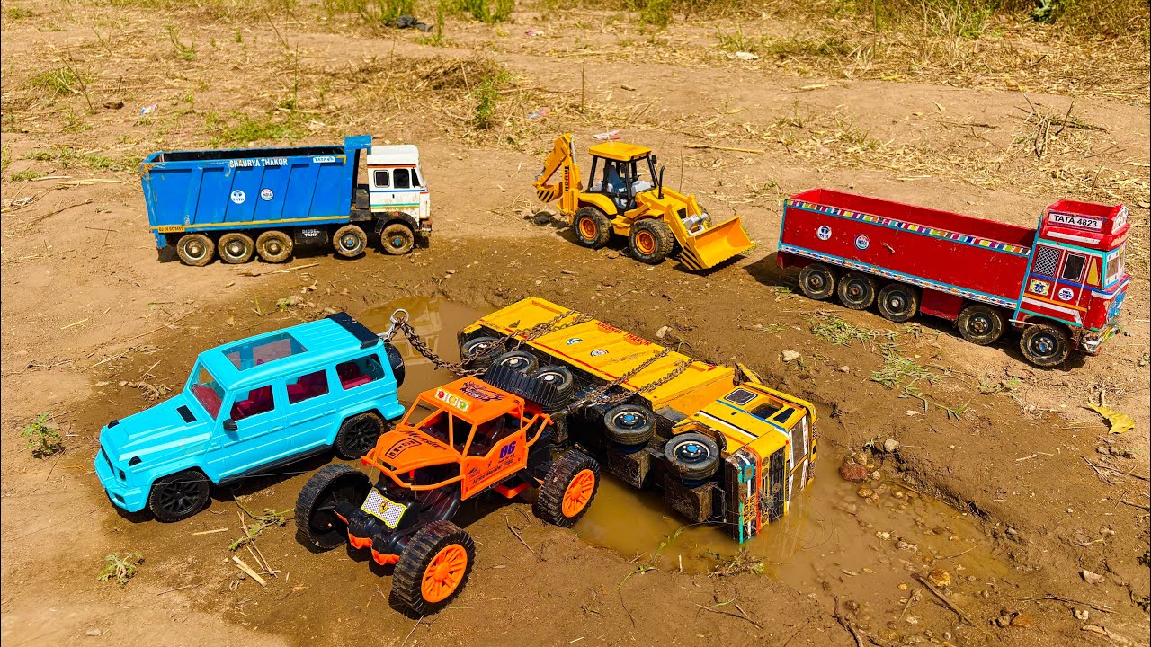 Monster Jeep G Wagan Rescue Tata Dumper 4825 Accident Heavy Mudd Pulling Out Tractor 