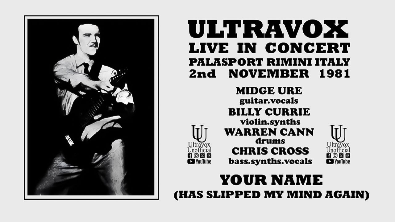 Ultravox LIVE 'Your Name (Has Slipped.) ' at Palasport Flaminio
